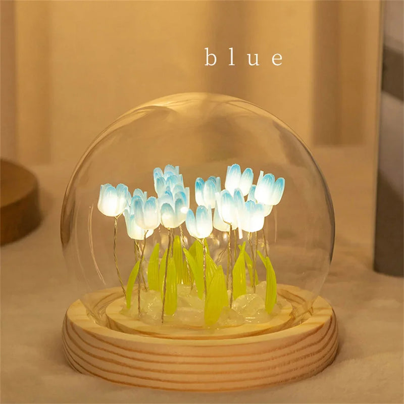 Artificial Tulip Flower Night Light™ – Handmade Bedside Lamp