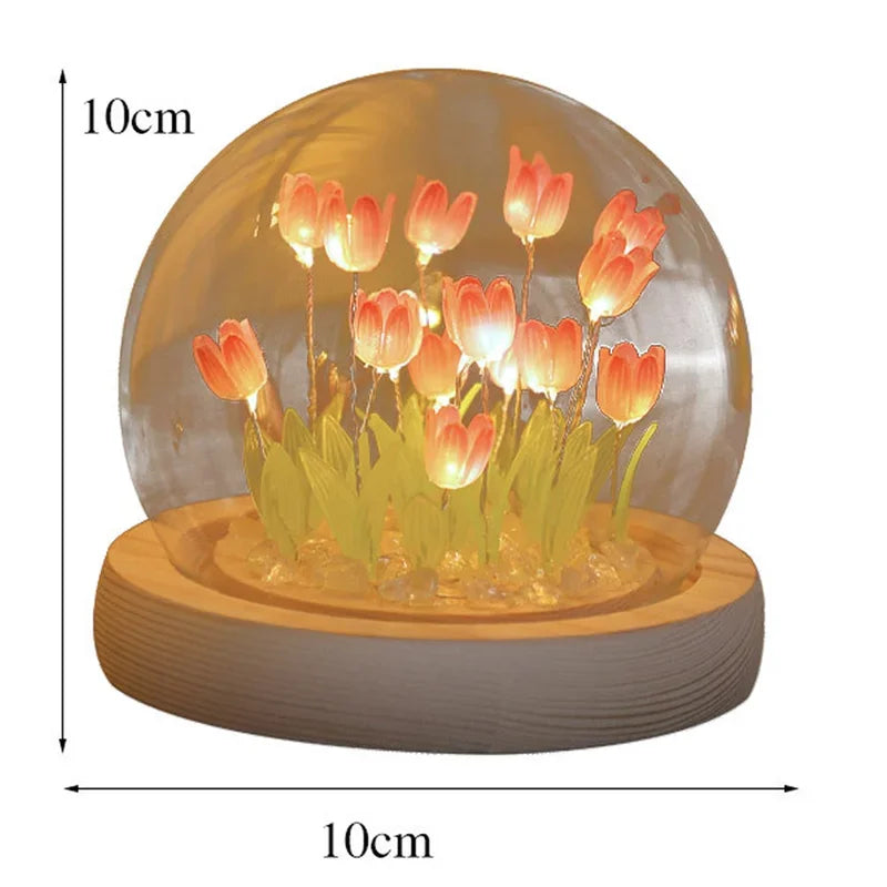 Artificial Tulip Flower Night Light™ – Handmade Bedside Lamp